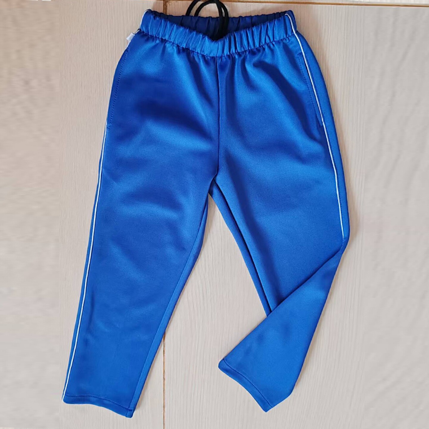 四季初高中小学生校服裤子宝蓝色直口拼白绳腰黑绳休闲长裤男女款