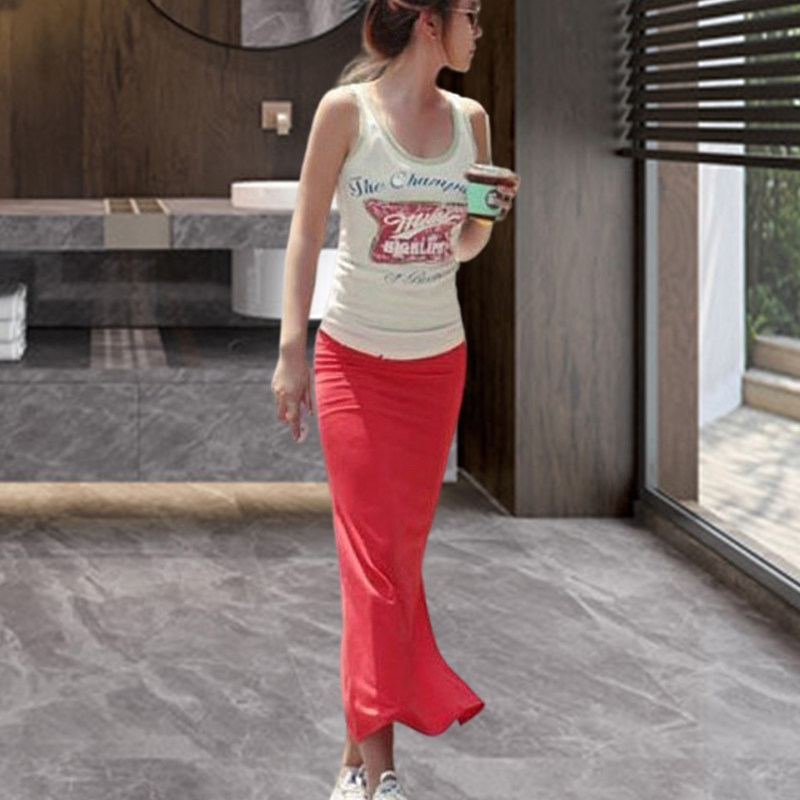 2025春夏新款温柔中长款裙子开叉包臀半身裙女设计感小众气质潮