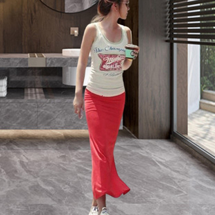 2025春夏新款温柔中长款裙子开叉包臀半身裙女设计感小众气质潮