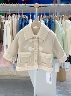 冬季新款imau奕玛童装女小童儿童加绒加厚羊羔绒外套48SF113108