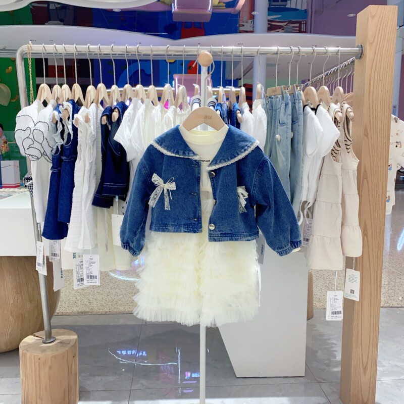 2025秋季imau奕玛女小童装牛仔外套网纱连衣裙儿童套装57SF374003