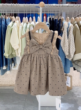 春秋季imau奕玛童装女小童蝴蝶结儿童可爱无袖连衣裙47SF470009