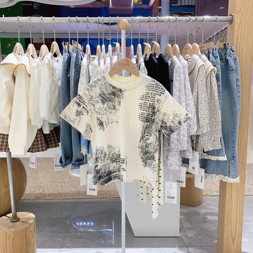 夏季新款imau奕玛童装男大童儿童烧花上衣薄款短袖T恤52LF235015