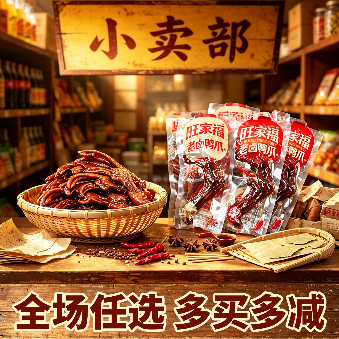 旺家福老卤香辣即食鸭爪