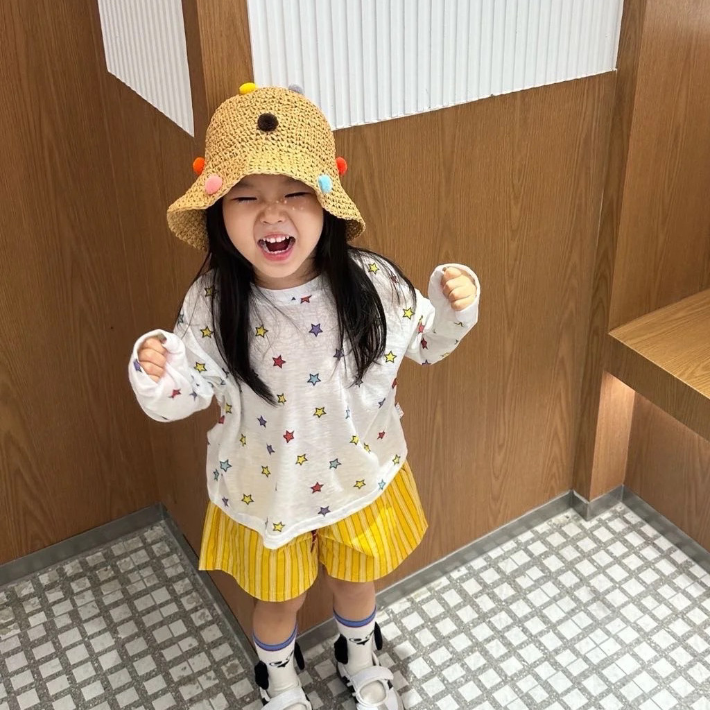 秋季新款女宝宝多巴胺长袖t恤轻薄冰衣女童洋气夏季外穿时髦小衫