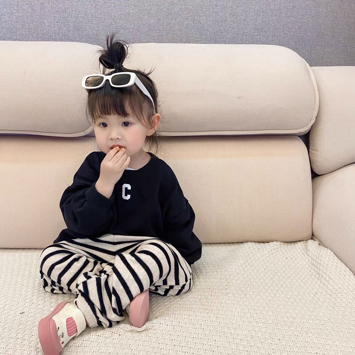 条纹卫衣裤子两件套韩棉2件春秋