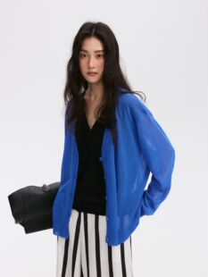 空调衫 开衫 上衣女春夏 针织罩衫 LION&CAT简约百搭轻薄透气V领长袖