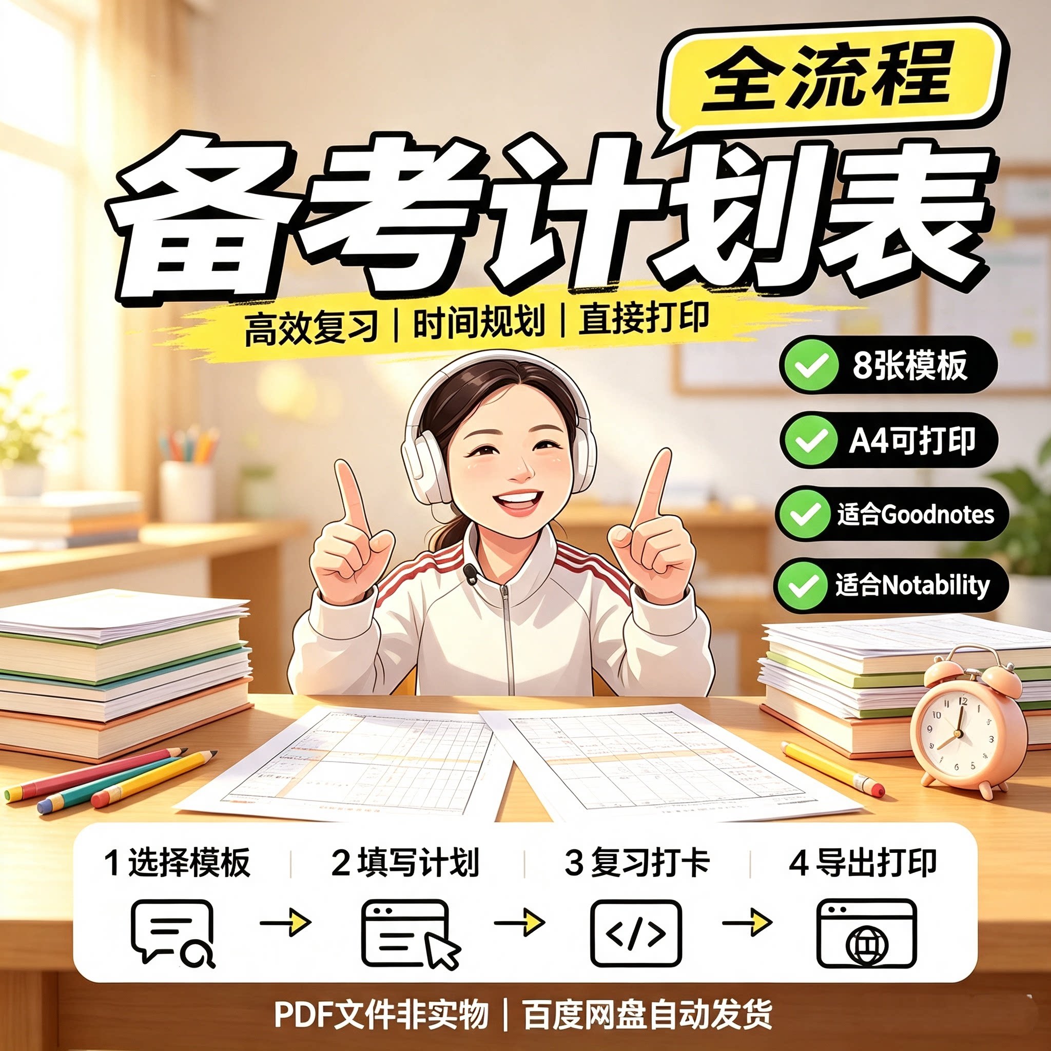公考研神器每日计划表电子版手帐pdf自律打卡时间安排倒计时