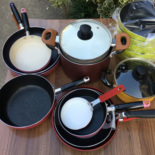 外贸拆牌日单不粘平底煎锅炒锅汤锅奶锅微瑕不粘锅家用捡漏19.9