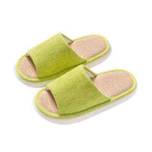 亚麻拖鞋静音四季厚底拖鞋女居家用防滑室内吸汗软底情侣款棉拖鞋