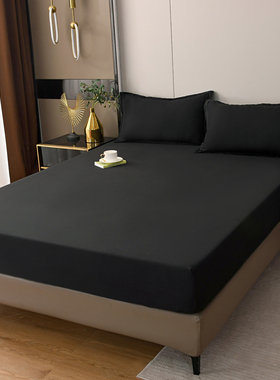 黑色高级感单床笠水洗棉超柔单件床罩固定防尘套宿舍床垫保护全包