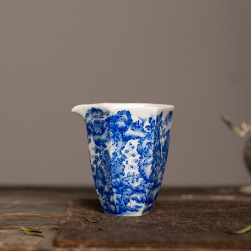 重工青花山水公道杯 怀风问月 （小段）,餐饮具,公道杯,淘宝优惠券,粉丝福利购,淘宝优惠卷