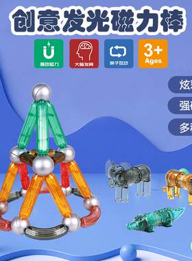 思创创意发光磁力棒磁铁正负极原理颜色认识儿童礼物5+