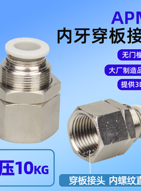 内牙穿板接头6-01/8-02气管快插10-03串板PMF隔板内螺纹12-04直通