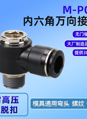 M-POL万向快速气动接头4/6/8/10/12-04 03 02 01内六角孔通用弯头