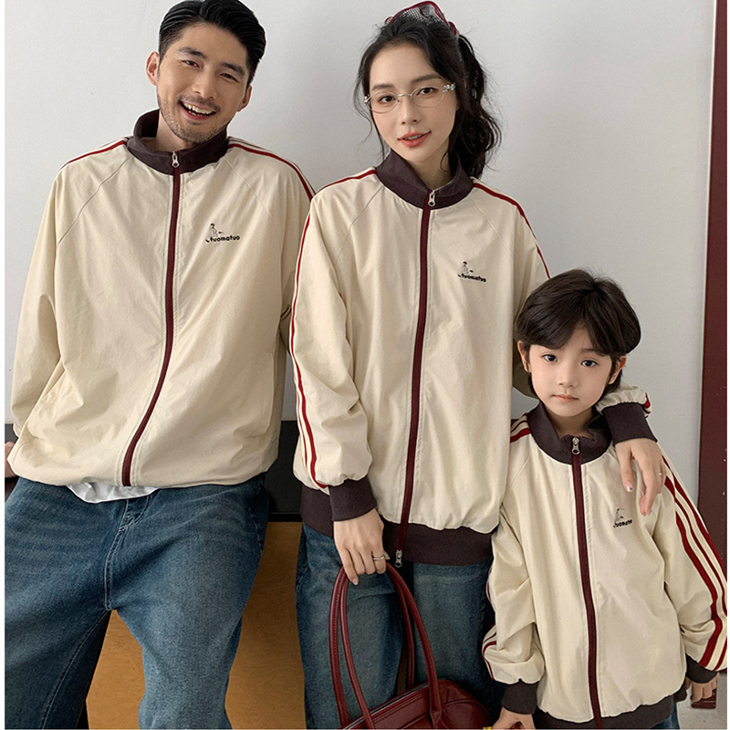 炸街亲子装一家三口秋装夹克2025新款运动休闲棒球服母女开衫外套