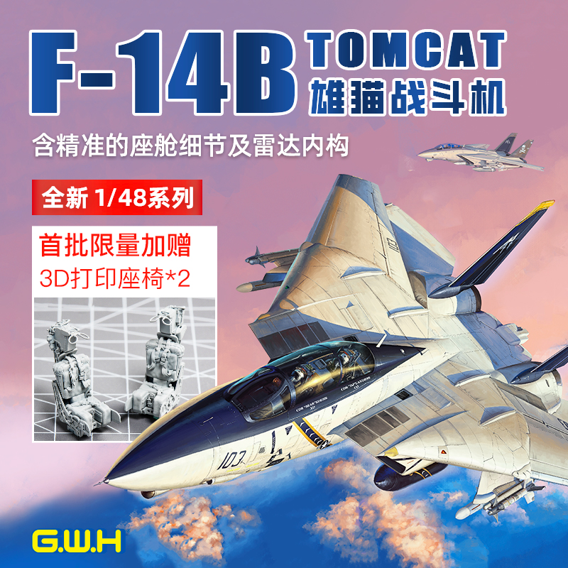 长城拼装飞机 L4828 1/48美国F-14B TOMCAT熊猫战斗机-封面