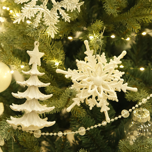 圣诞节挂饰圣诞树小挂件雪花星星雪尖麋鹿高跟鞋氛围装饰商场酒店