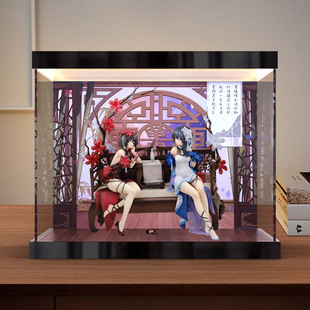 适用 APEX-TOYS 绷坏 希儿 墨染镜华ver. 手办亚克力带灯光收纳盒