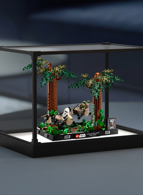 合金边框展示盒适用75353 恩多摩托追逐立体积木透明亚克力罩