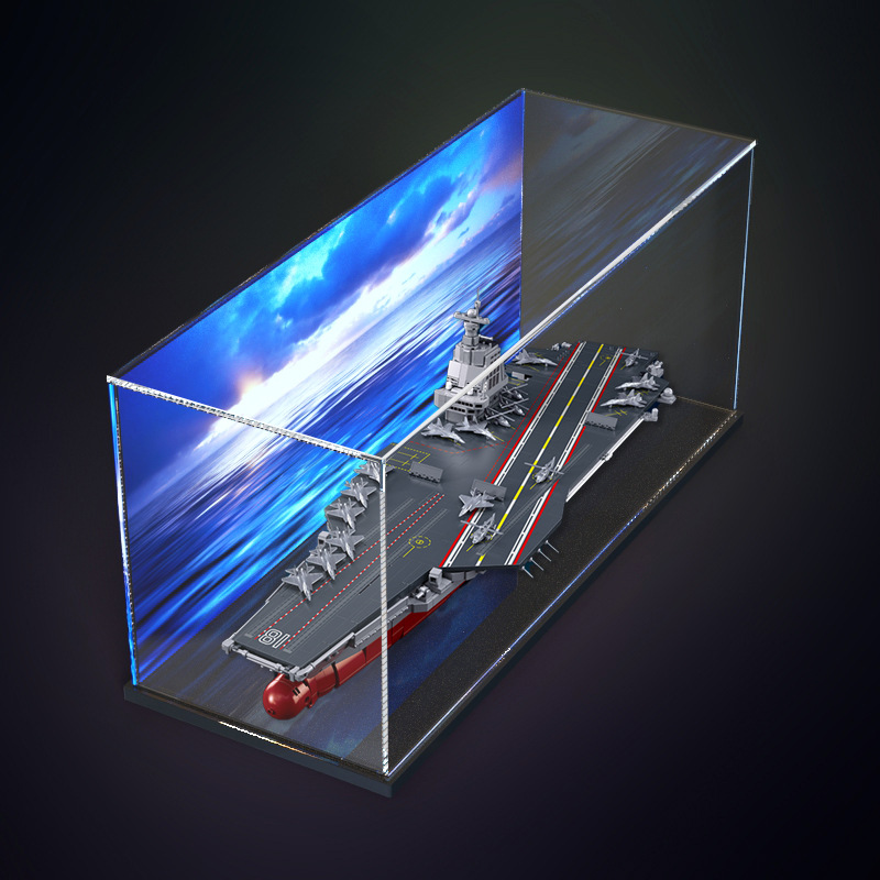 亚克力展示盒 福建号 航母收纳柜航空母舰军事拼装积木模型防尘罩