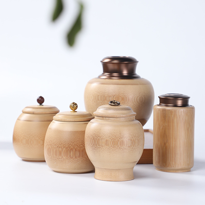 竹制茶叶罐创意时尚旅行储茶器小号密封茶叶桶茶筒围棋罐