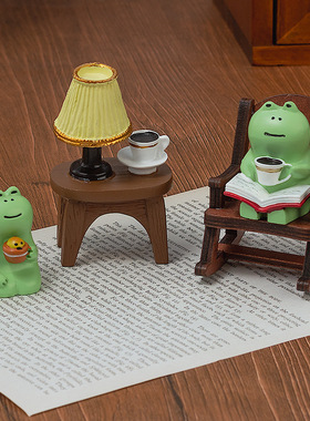 桌面摆件梅酒青蛙摇椅可爱装饰品治愈解压公仔拍照系和风工位摆件