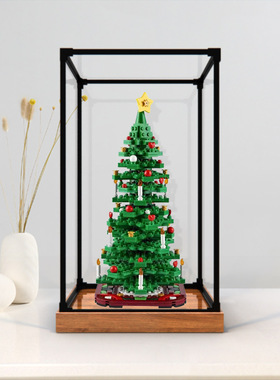 亚克力展示盒适用40573 创意圣诞树节日礼物积木合金框收纳盒