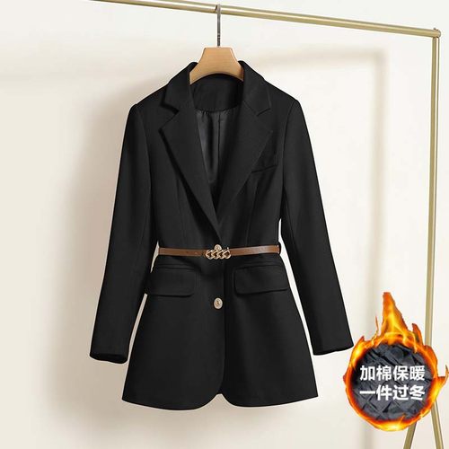 毛呢西装外套女收腰夹棉西服