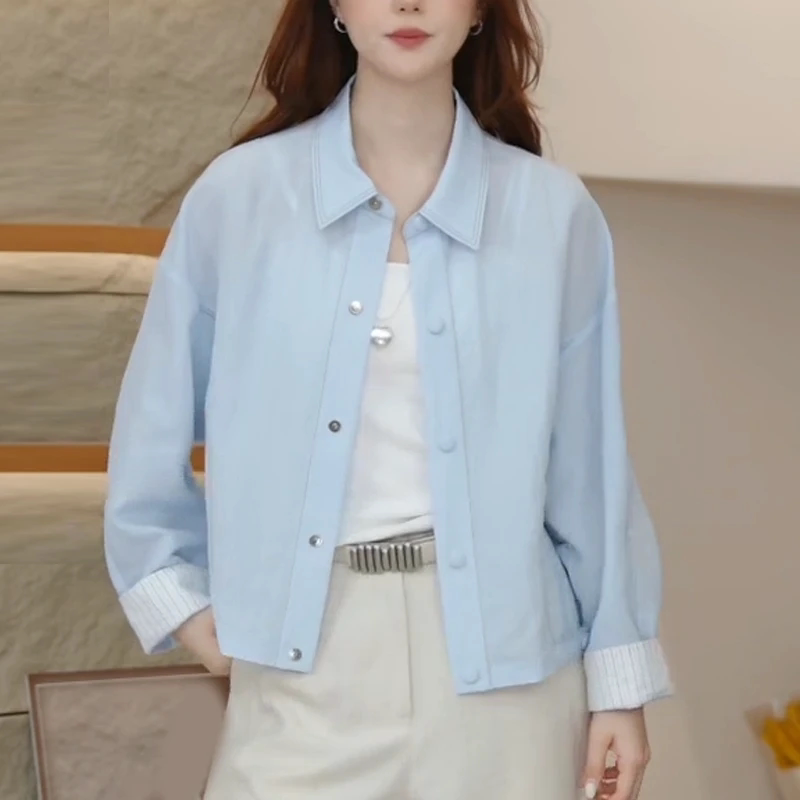 天丝衬衫女夏季新款简约时尚