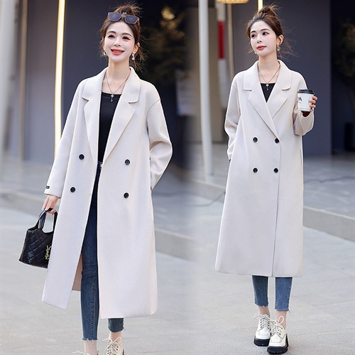 现货直发秋冬新款风衣式双面呢羊绒大衣外套韩版风衣