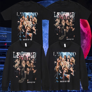 欧美流行音乐天后团宽松美式 T恤休闲怀旧青春 纯棉黑色长短袖