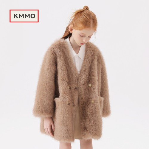 女童皮草外套短款仿狐狸毛