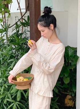 24 hatch “rainbow check” 彩色格子纯棉女士睡衣套装居家服