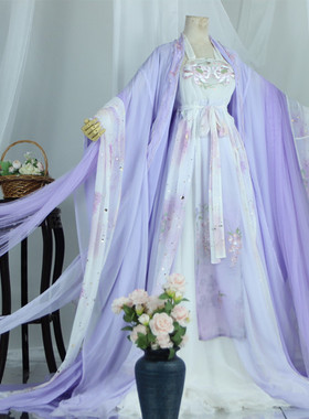 墨花阁原创古装【昭昭韶华】绝版样衣COS女装白紫色万用华丽古风