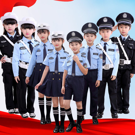 儿童警察服套男女童小交警角色扮演服装制服中心学生合唱服演出服