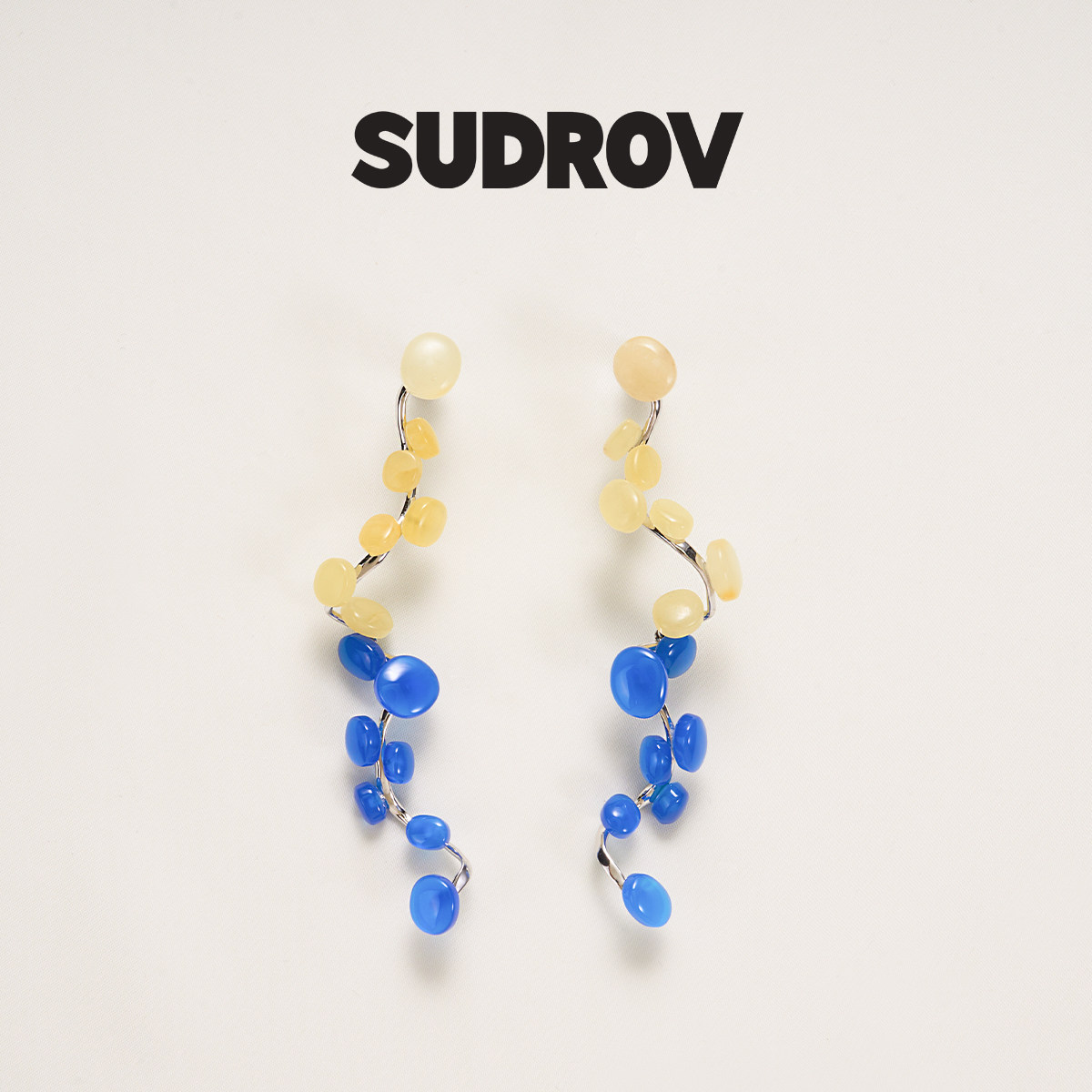 SUDROV素觉耳坠小众设计高级感2024新款蜜蜡蓝玛瑙耳环耳钉耳饰女