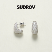 SUDROV素觉耳环简约精致925银满钻耳钉时尚 个性 耳饰耳环耳坠女潮