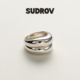 SUDROV素觉戒指小众设计925银戒指女潮个性 两件套指环高级感配套