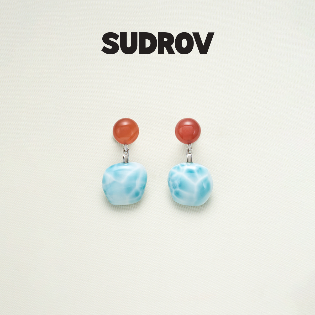 SUDROV素觉南红玛瑙海纹石耳坠