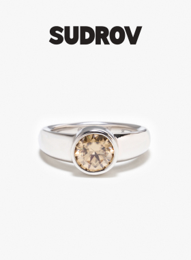 SUDROV素觉香槟金色莫桑石戒指