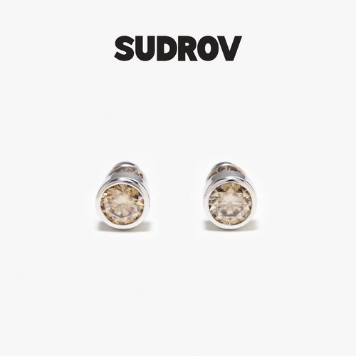 SUDROV素觉香槟色莫桑石耳钉
