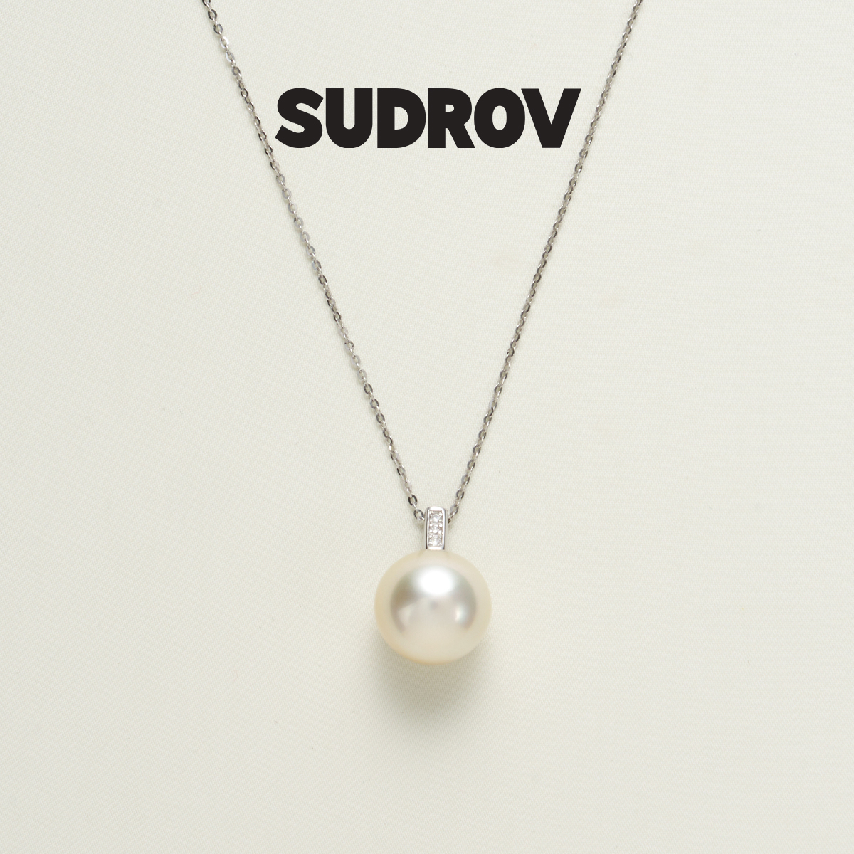 SUDROV素觉钻石澳白珍珠吊坠项链