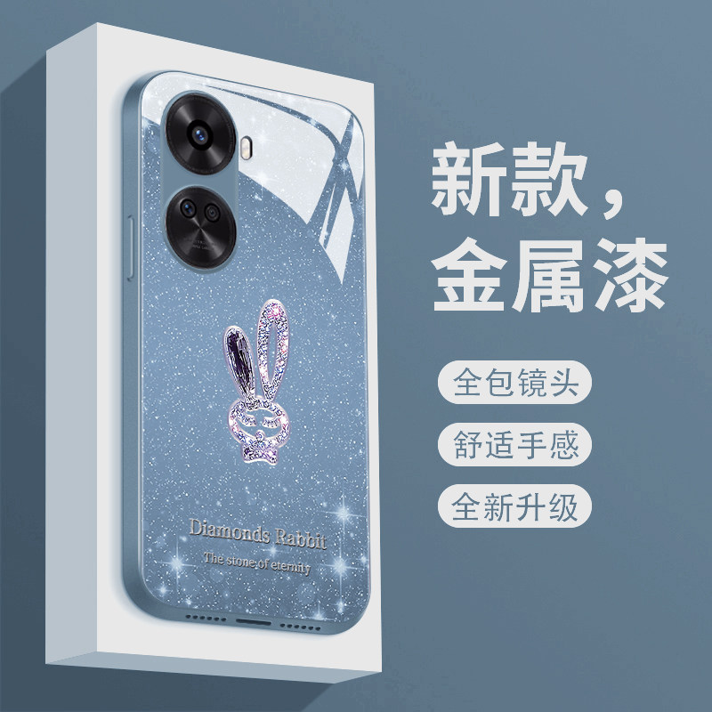 适用于华为nova11se手机壳新款Nova11SE液态玻璃硬壳novo11se潮牌简约闪粉兔子BON-AL00高级全包防摔男女款