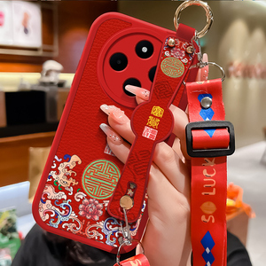 吉祥如意适用红米14r手机壳新款腕带小羊皮Redmi14r 5g保护套斜跨挂绳小米14R全包防摔十四R高级创意女款