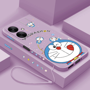 适用于红米13c手机壳新款液态硅胶Redmi13r保护套12C直边卡通创意哆啦A梦十二个性简约男女款5G全包防摔软壳