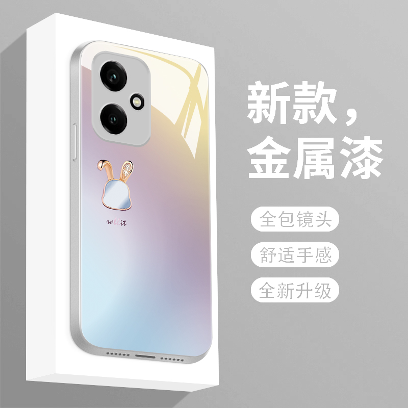 适用荣耀400手机壳新款液态玻璃honor400pro保护套全包防摔华为四百个性创意晕染兔头DNN-AN00轻奢简约女款