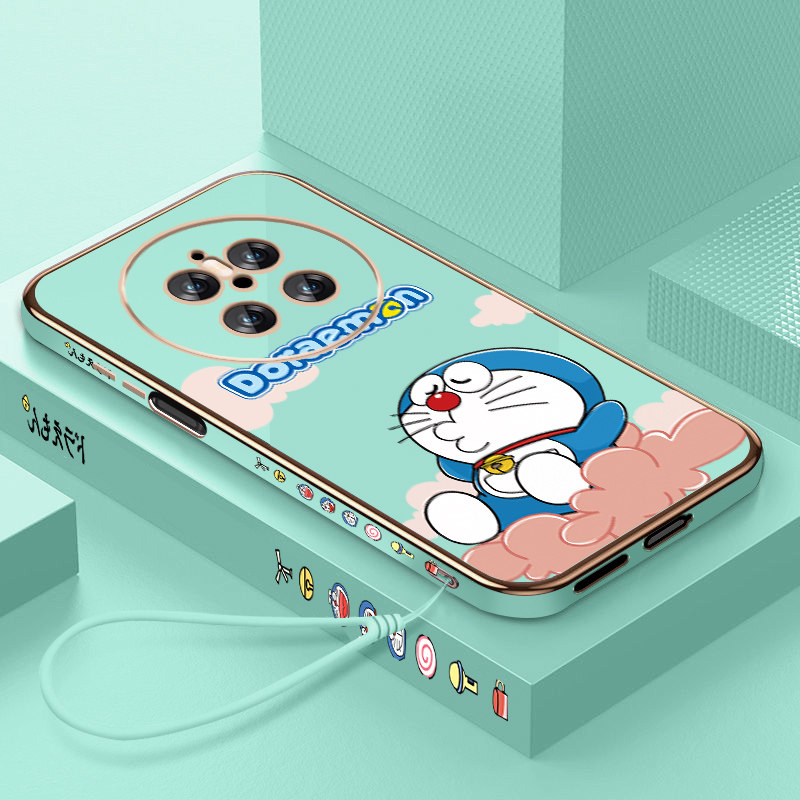 适用华为mate70pro+手机壳新款电镀直边Mate70pro保护套卡通叮当猫METE时尚超薄防摔女款魅特七十全包软壳