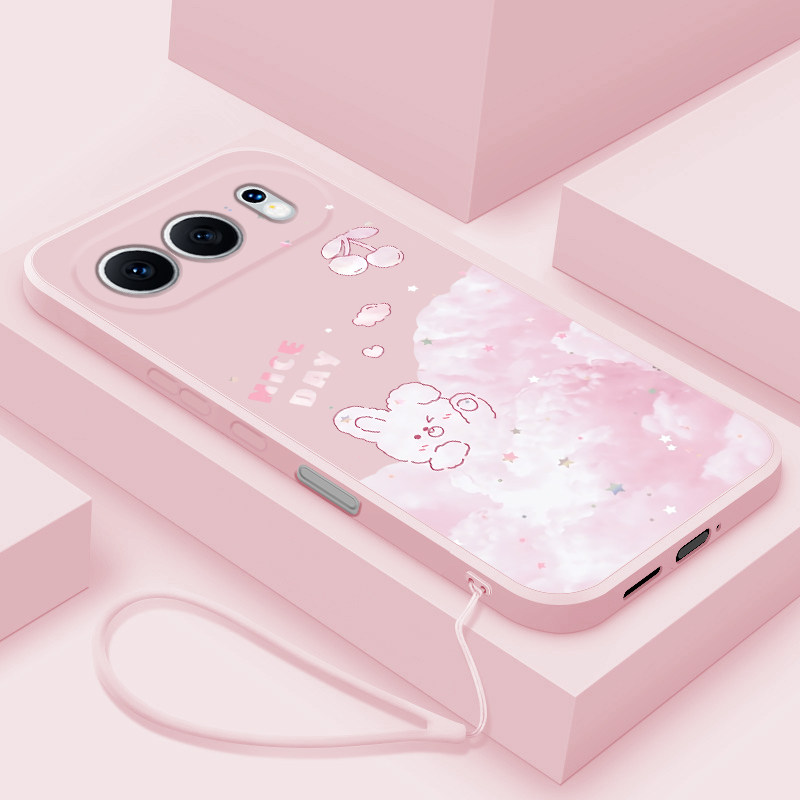 适用荣耀500手机壳液态新款honor500pro硅胶保护套超薄可爱云中小兔荣耀五百超火女款MEP-AN00全包防摔软壳