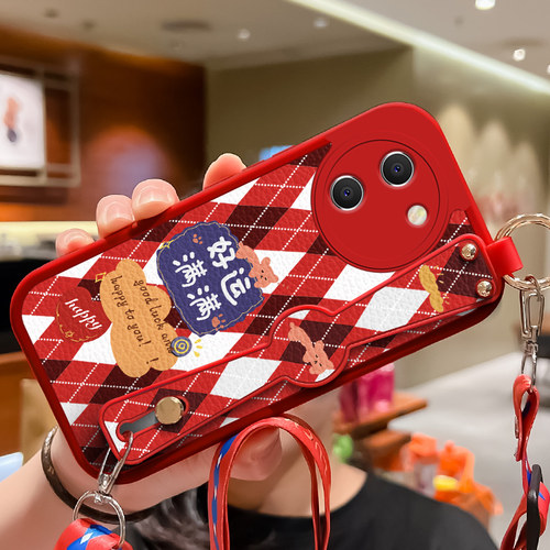 好运满满适用vivoy200i手机壳腕带挂绳VIVOY200i小羊皮保护套v1v0y2ooi全包创意女款V2354A新款磨砂防摔软壳